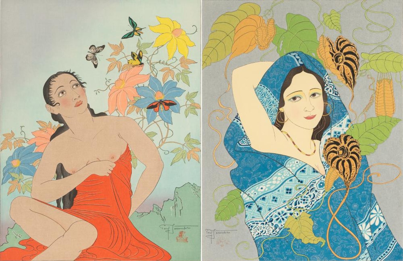 TWO WORKS; "Les Aristoloches Geants, Tondano, Celebes"; "Les Papillons, Tropiques" by Paul Jacoulet