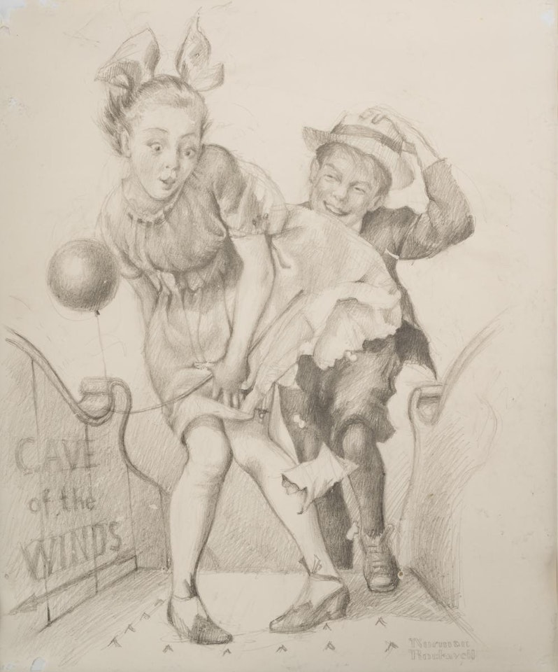 Cave Of The Winds study for the cover of the Saturday Evening Post by Norman Rockwell