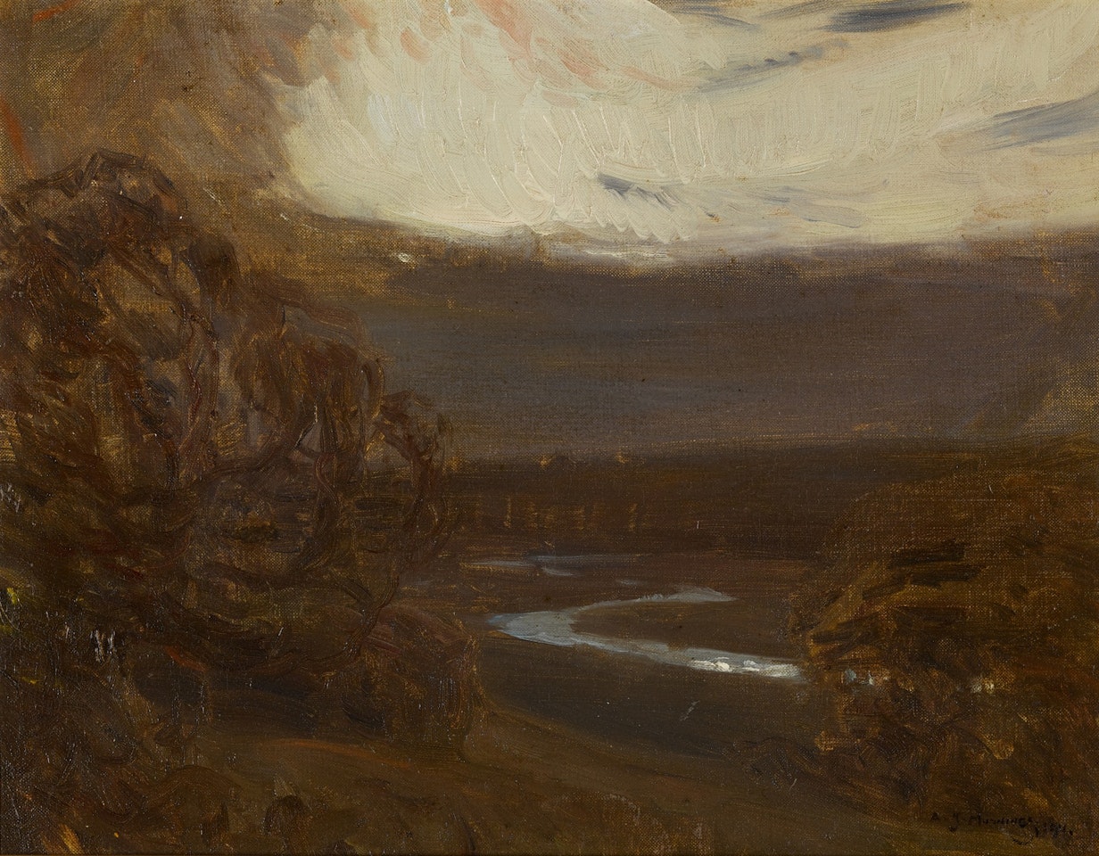 River Landscape at Twilight by Alfred James Munnings