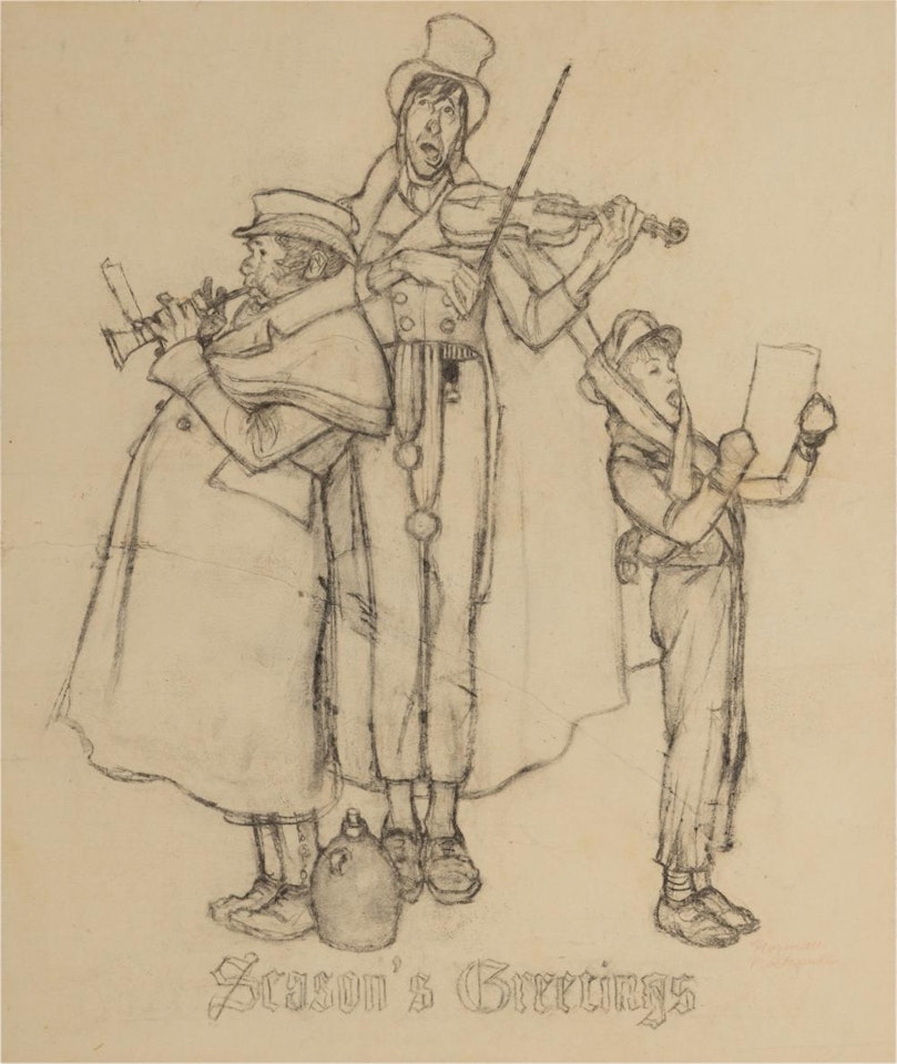 STUDY FOR "CAROLERS" by Norman Rockwell