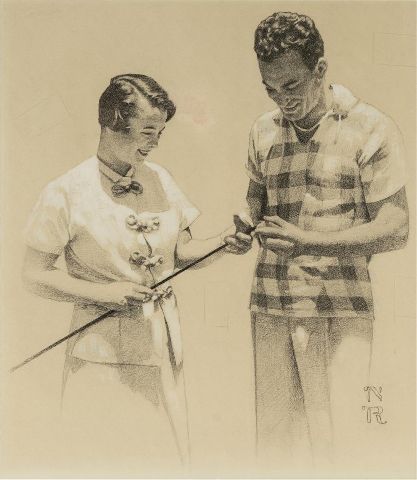 Barry Goldwater and Wife Peggy (McCall"s Magazine interior illustration) by Norman Rockwell