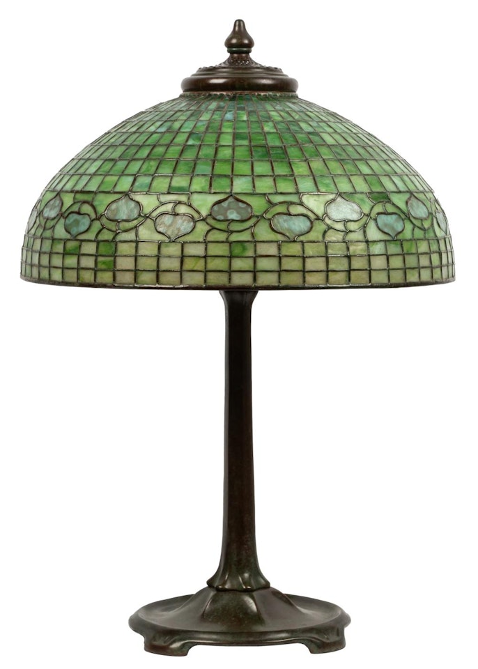 BRONZE & GLASS TABLE LAMP by Tiffany Studios