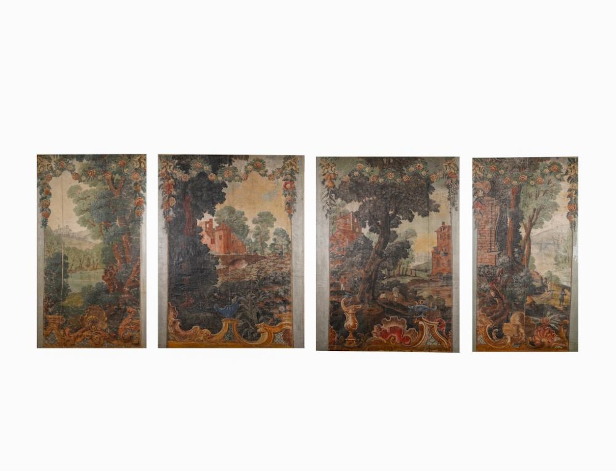 FOUR LANDSCAPE PANELS by French School