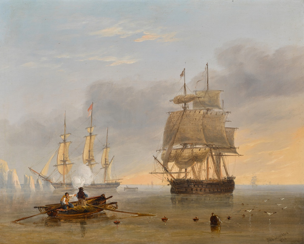 A British Man of War off the Needles, Isle of Wight by John Wilson Carmichael