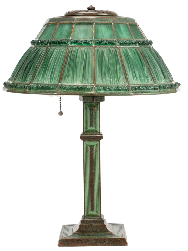 LINENFOLD TABLE LAMP by Tiffany Studios