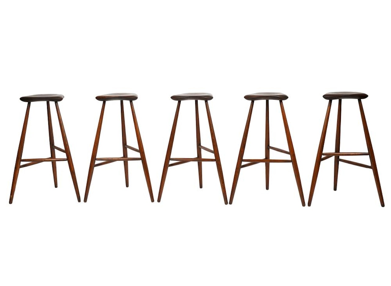 FIVE WHARTON ESHERICK THREE-LEGGED STOOLS by Wharton Esherick
