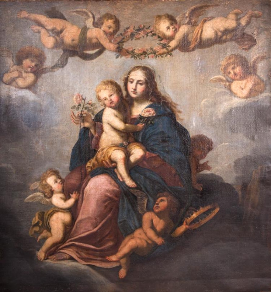 PAINTING OF MADONNA & CHILD WITH ANGELS by Continental School