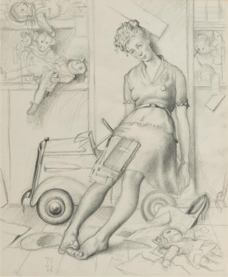 TIRED SALESGIRL ON CHRISTMAS EVE by Norman Rockwell