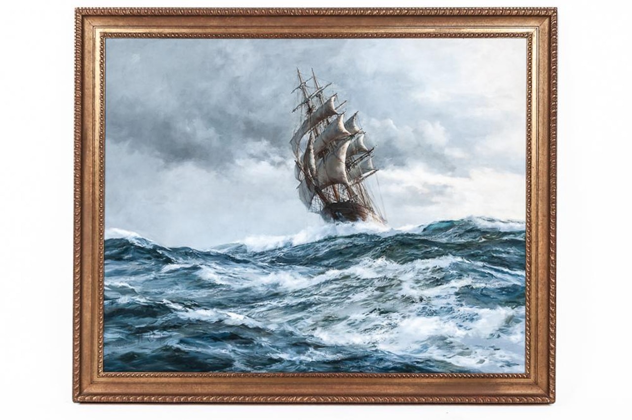 THE "TITANIA" AT SEA by Montague Dawson