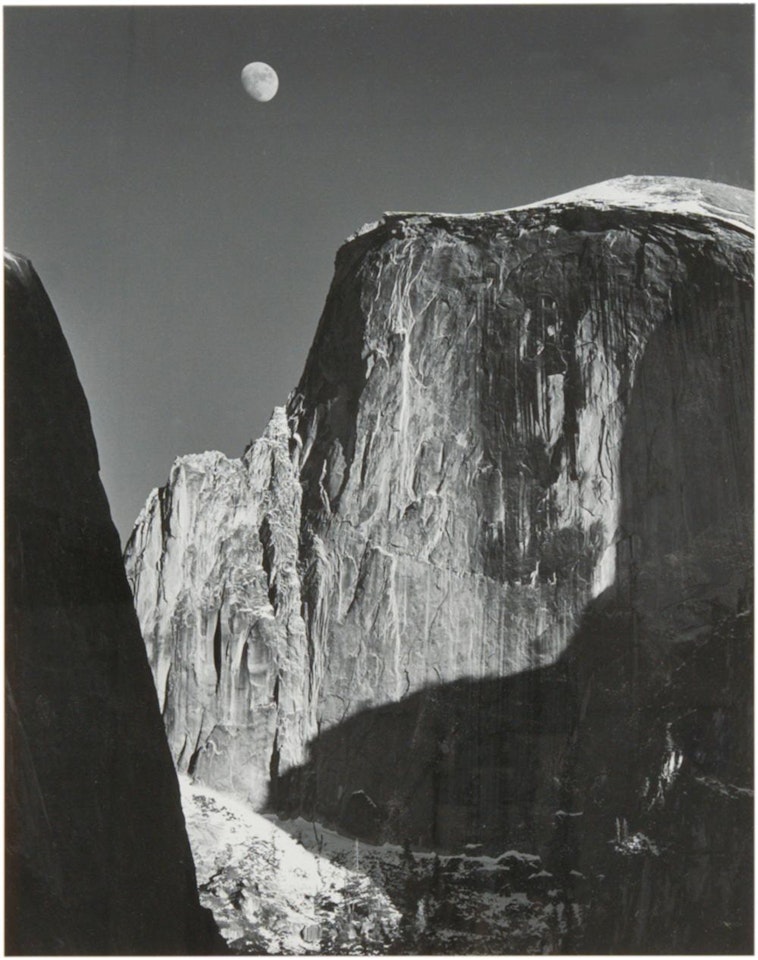 MOON AND HALF DOME, YOSEMITE NATIONAL PARK, CA. 1960 by Ansel Adams