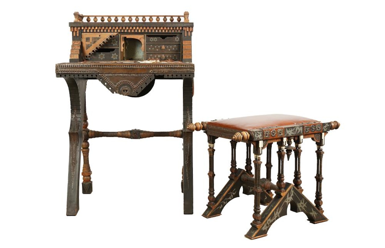 WRITING DESK & STOOL by Carlo Bugatti
