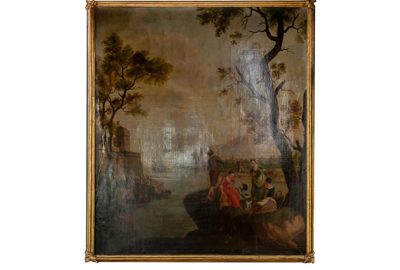 FIGURES IN COASTAL LANDSCAPE by French School