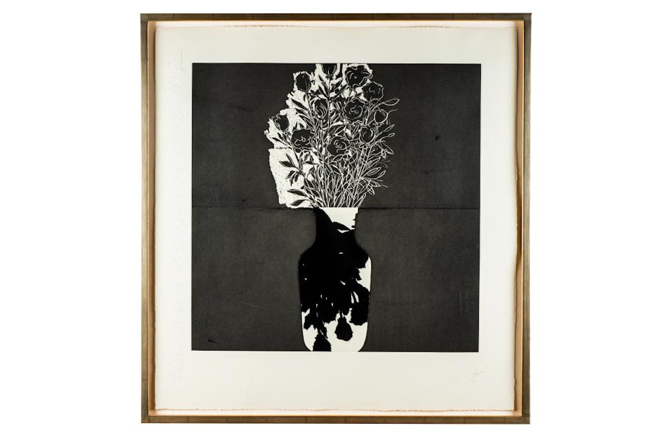 "FLOWERS IN A FLOWER VASE" by Donald Sultan