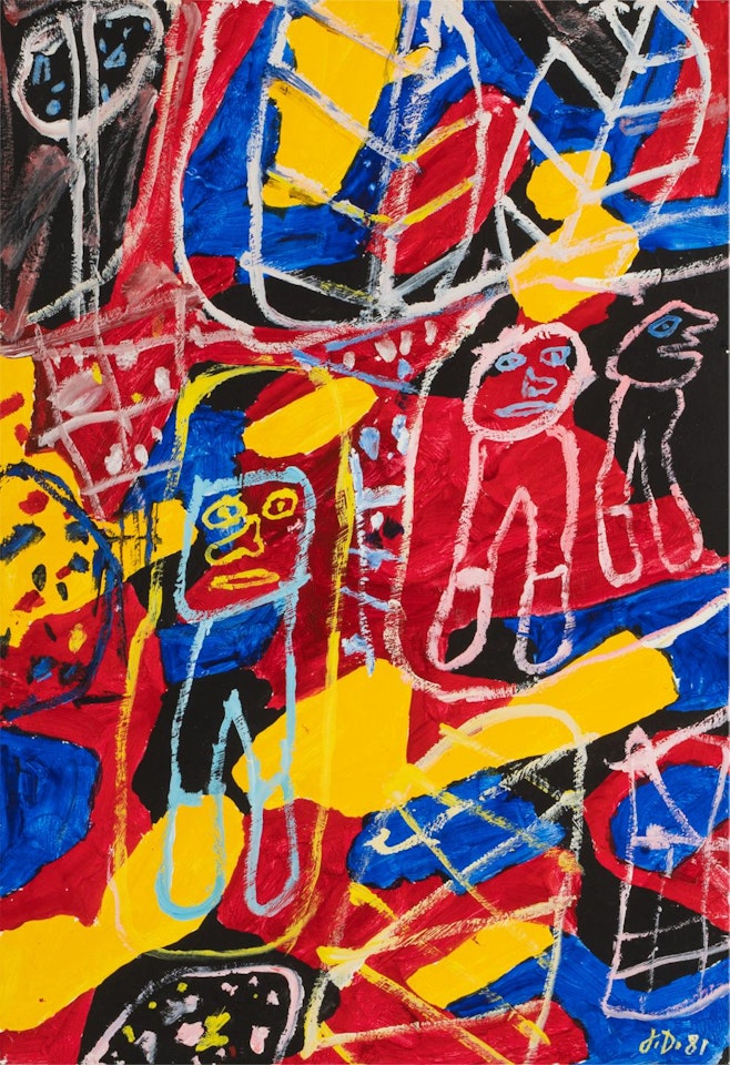 SITE AVEC 3 PERSONNAGES by Jean Dubuffet