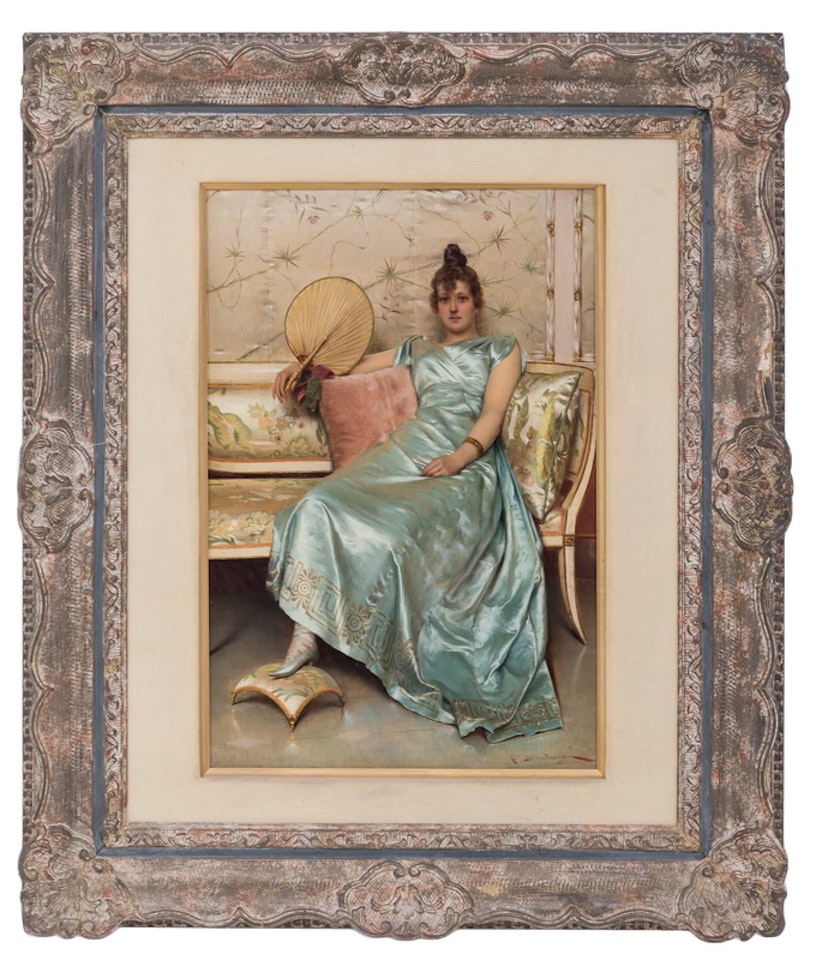 PORTRAIT OF A WOMAN WITH FAN by Frédéric Soulacroix