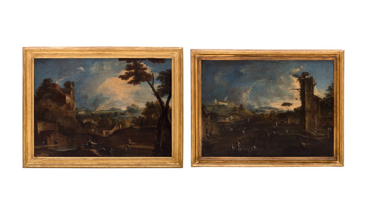 PAIR OF CAPPRICIO LANDSCAPE PAINTINGS by Italian School
