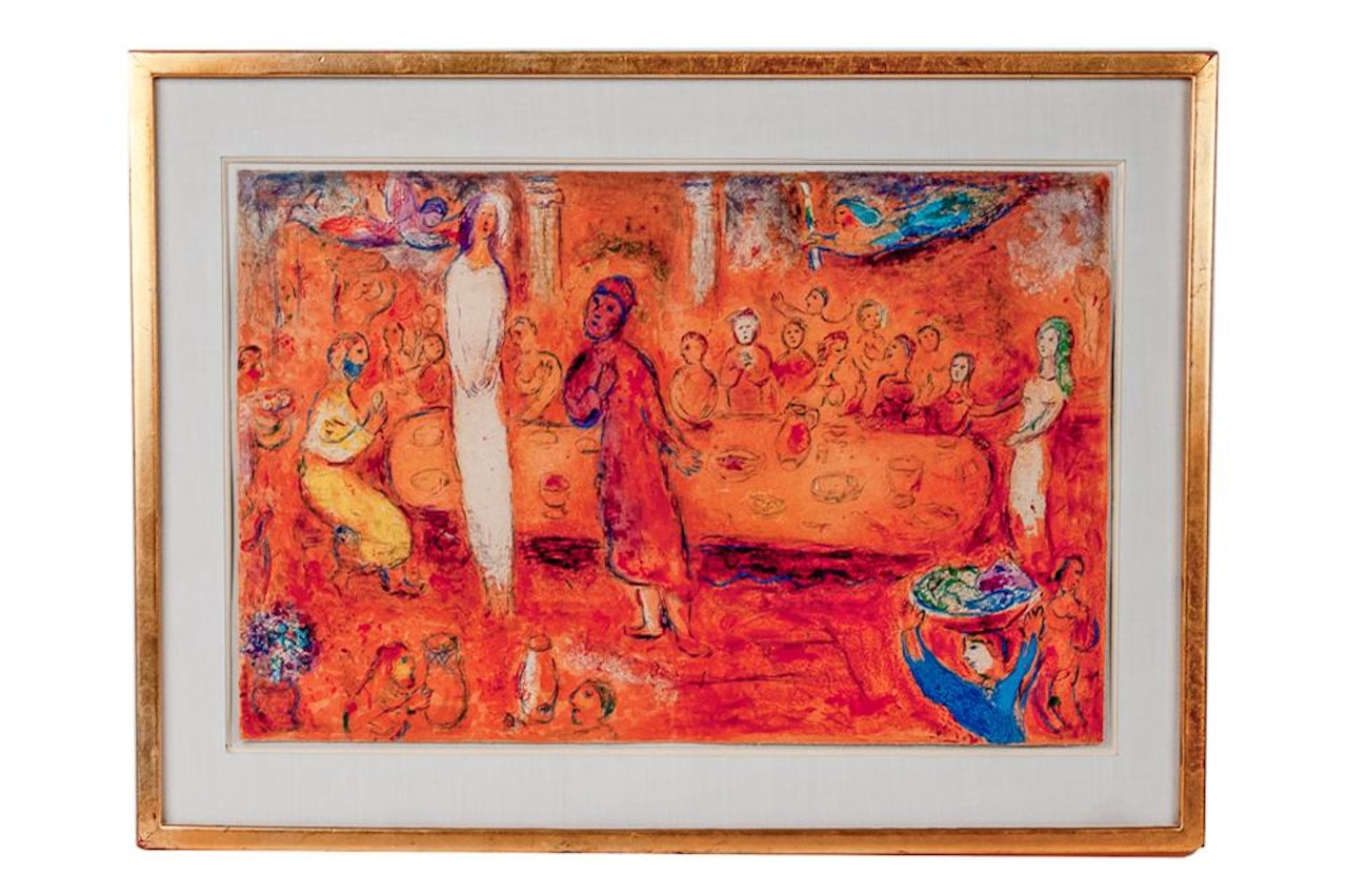 MEGACLES RECONNAIT SA FILLE PENDANT LE FESTIN (FROM "DAPHNIS & CHLOE" SUITE) by Marc Chagall