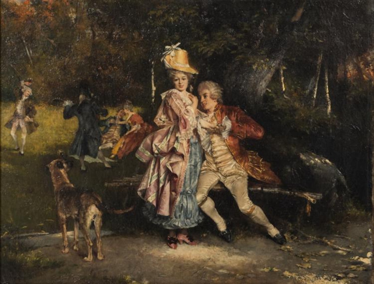 LANDSCAPE WITH FIGURES AND DOG by French School