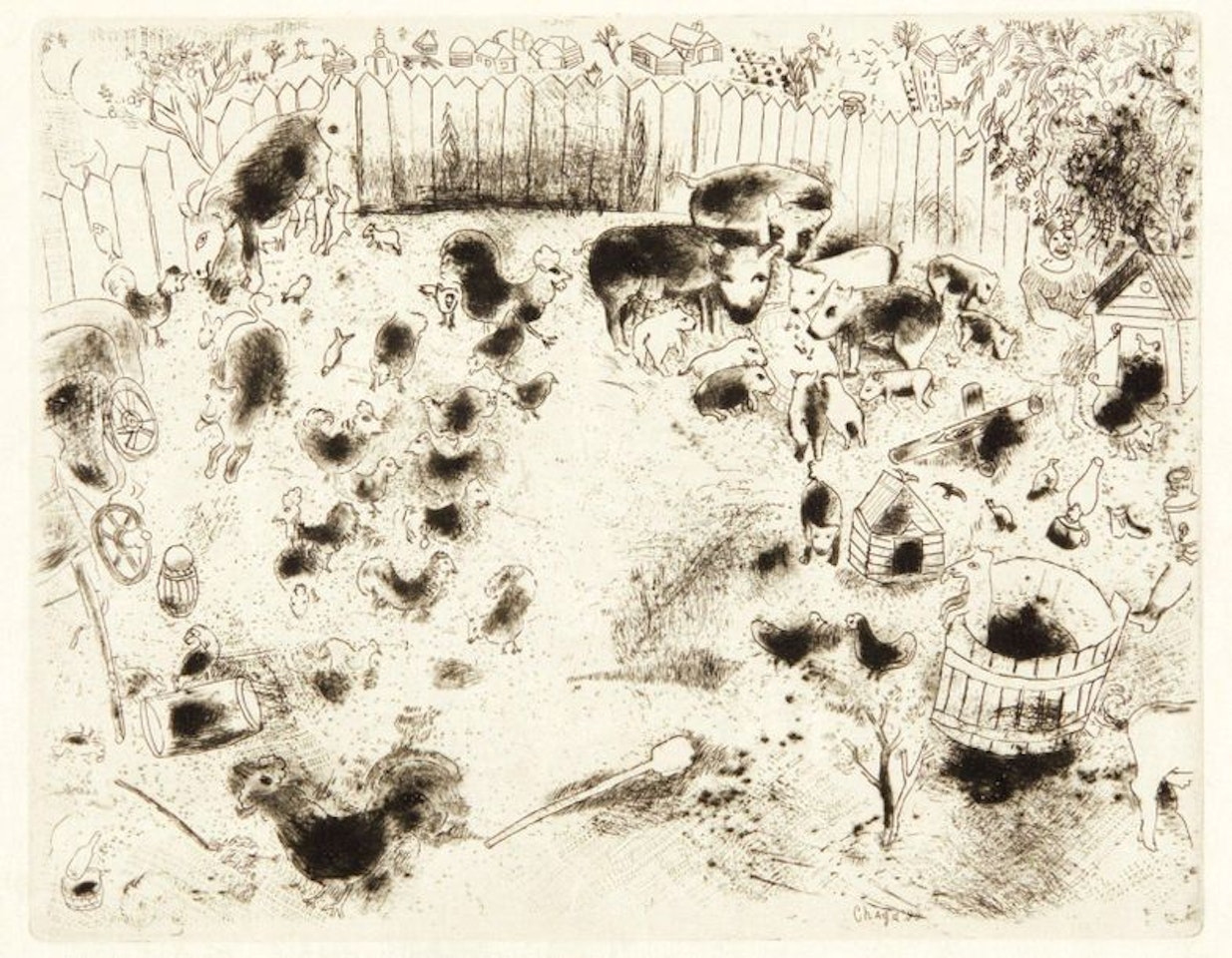 The Farmyard (Gogol"s Dead Souls) by Marc Chagall