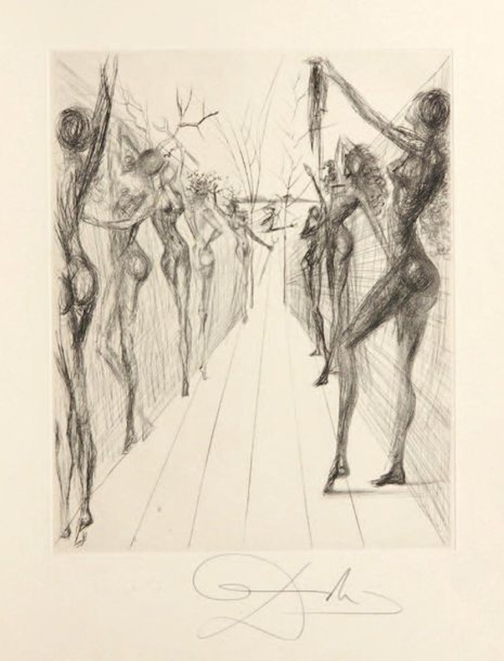 Kathmandu Corridor, plate from the Hippies suite by Salvador Dali