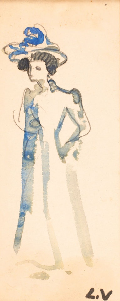 Woman with hat and blue dress. by Louis Valtat