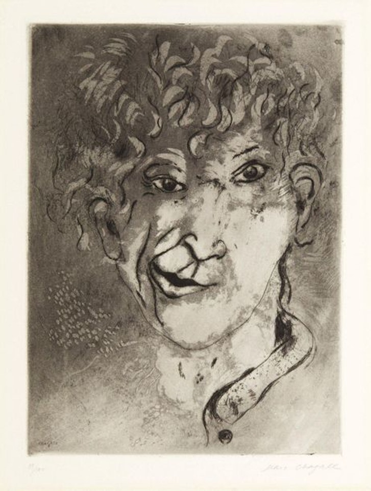 Self-portrait with a grimace by Marc Chagall
