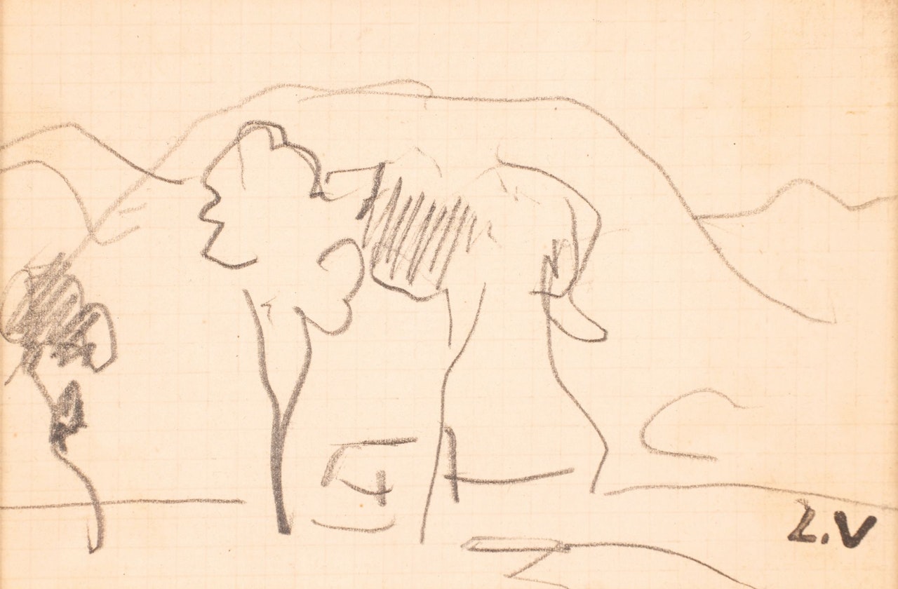 Study of trees on squared paper by Louis Valtat