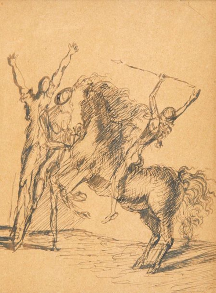 Knight and lance with two figures by Salvador Dali