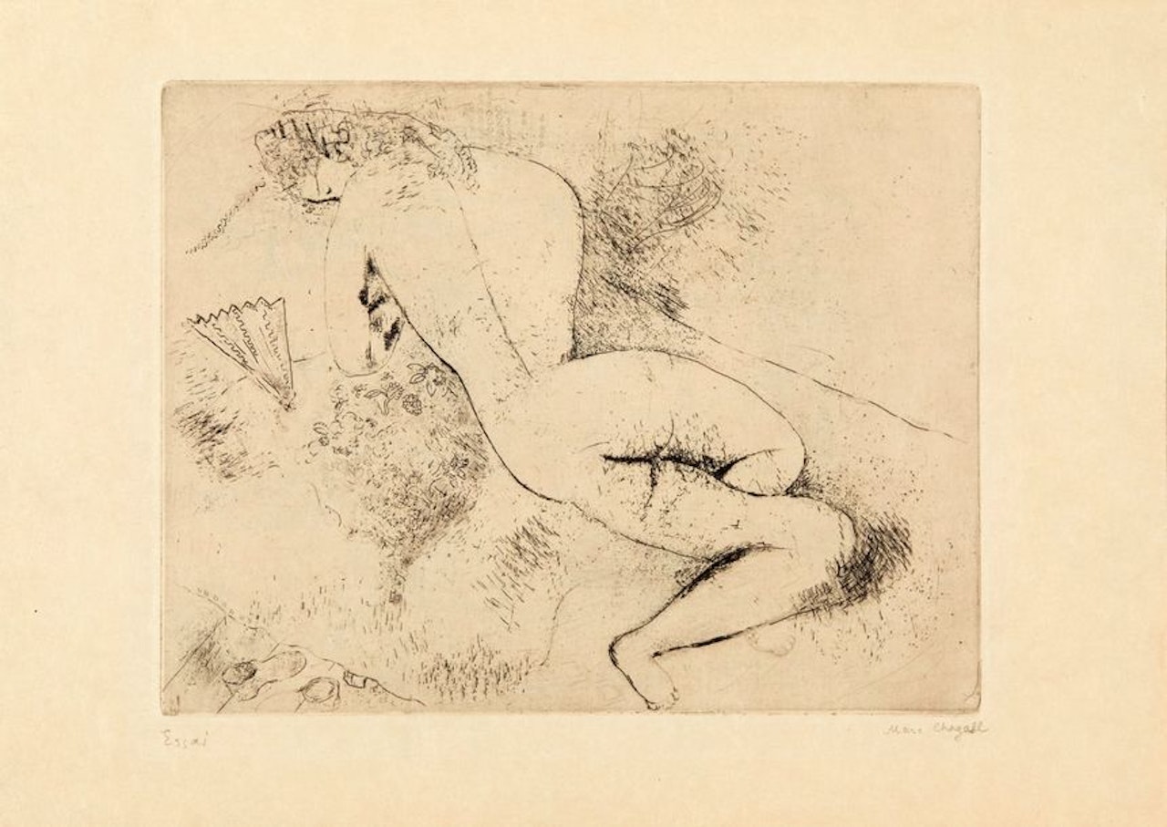 Nude with a fan by Marc Chagall