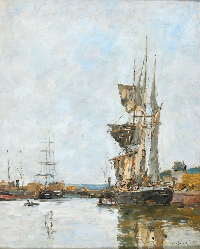 The Three Masts in the Port of Deauville by Eugène Boudin