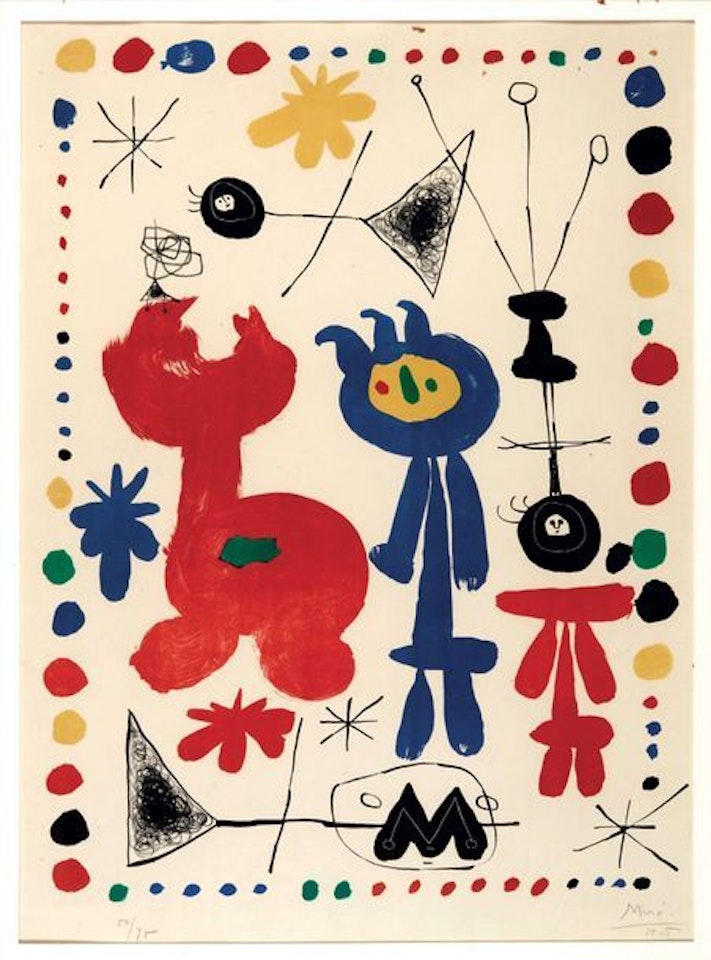 Character and bird by Joan Miró