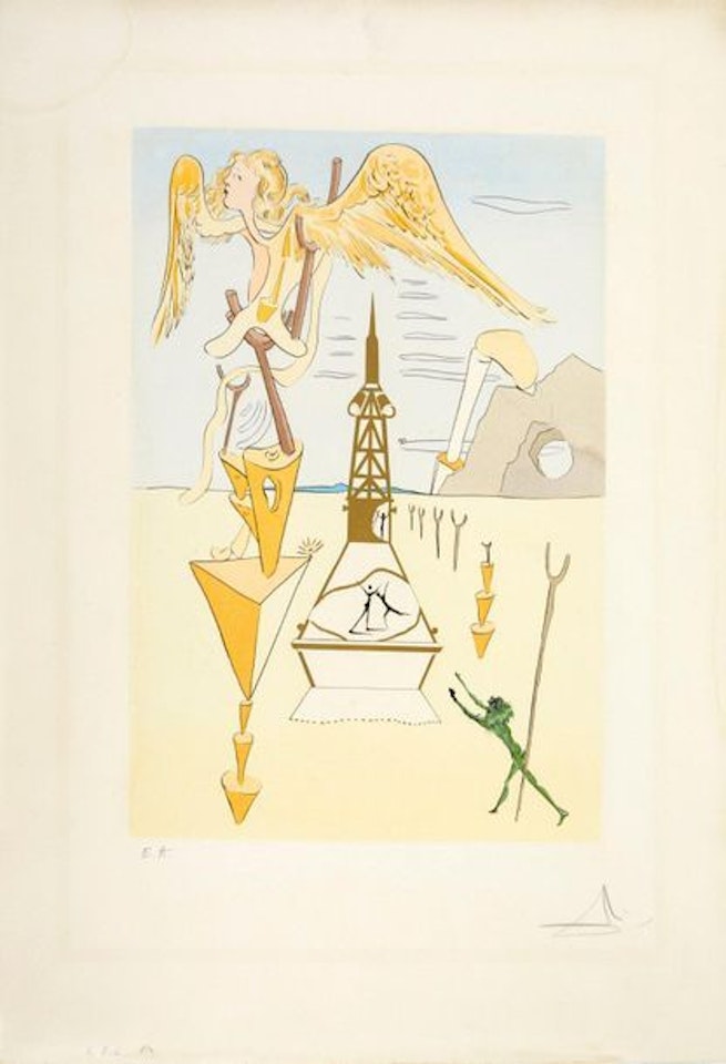 The Rocket, plate from the suite Homage to Leonardo da Vinci by Salvador Dali