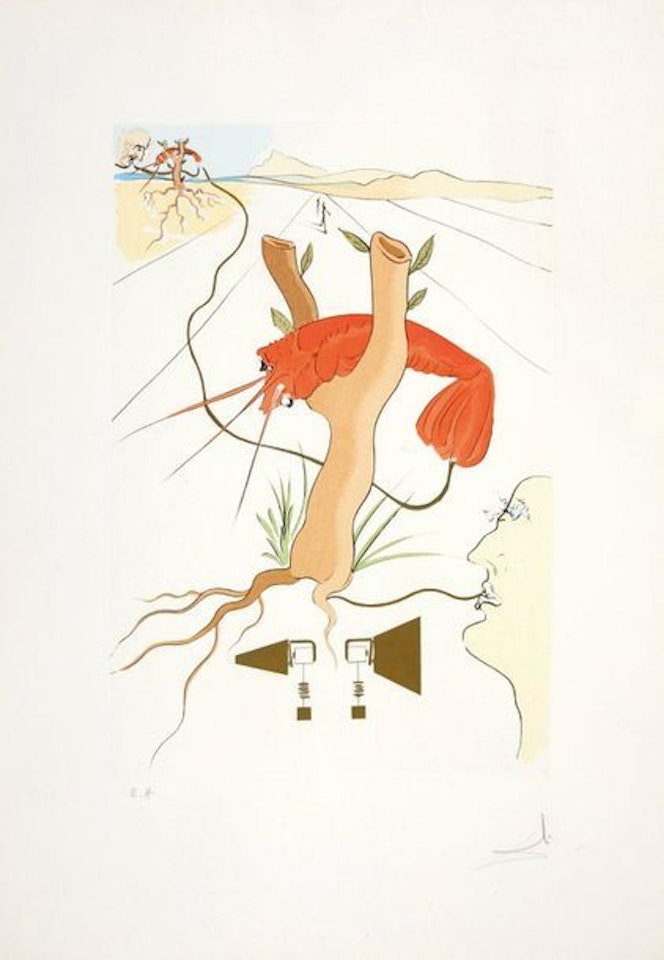 The Telephone, plate from the suite Tribute to Leonardo da Vinci by Salvador Dali