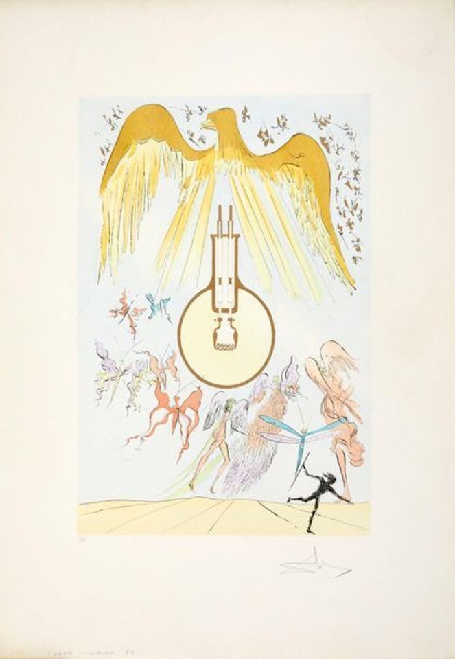 The Incandescent Bulb, plate from the suite Homage to Leonardo da Vinci by Salvador Dali