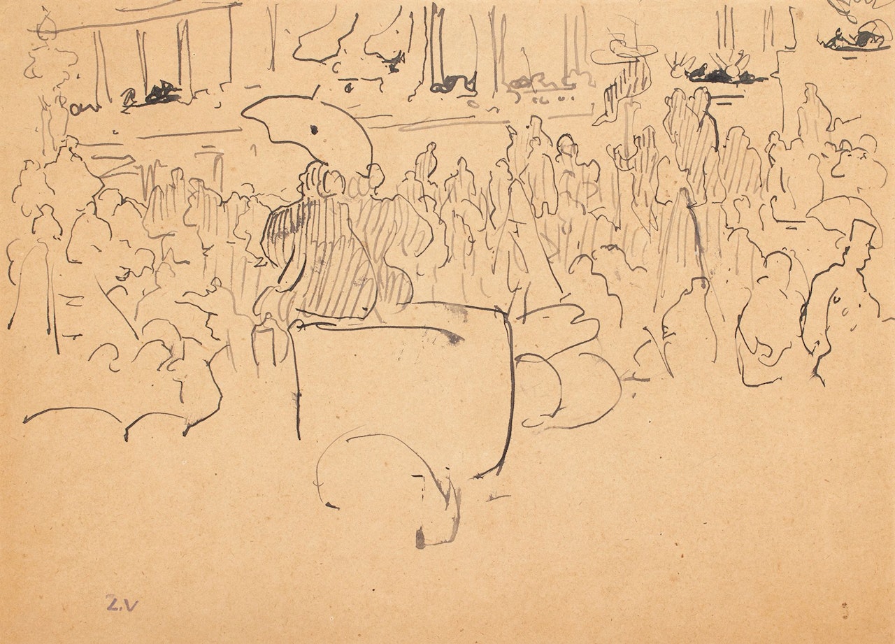 Carriole in front of a crowd by Louis Valtat