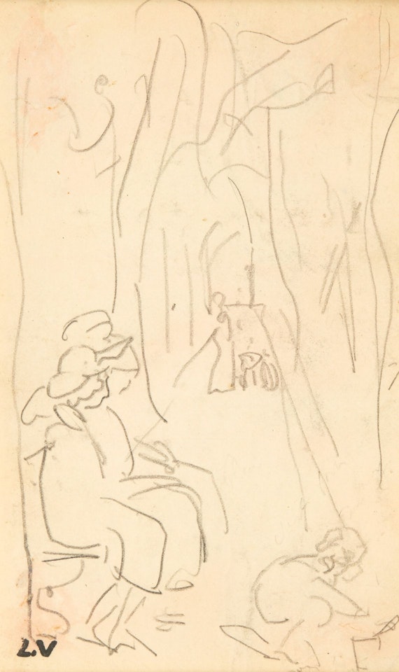 Two women and child in the alley of the park by Louis Valtat