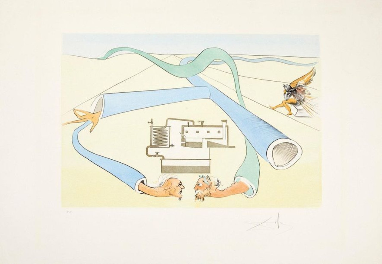 Le Cracking du pétrole, plate from the suite Hommage à Leonardo da Vinci by Salvador Dali