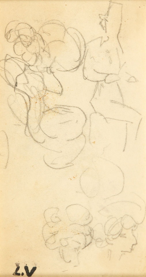 Studies of heads including man with a hat. by Louis Valtat