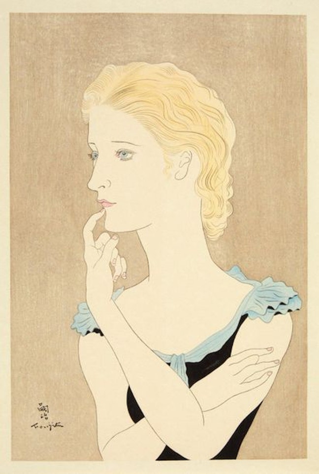Portrait of a young blond woman by Leonard Tsuguharu Foujita