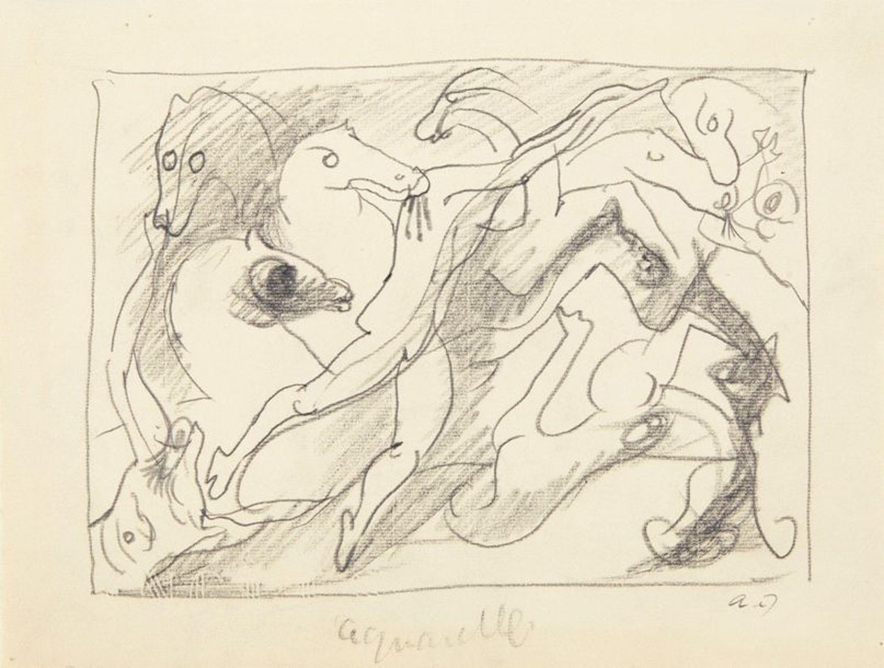 Untitled; The Horses of Diomedes (Diomedes devoured by his horses) by André Masson