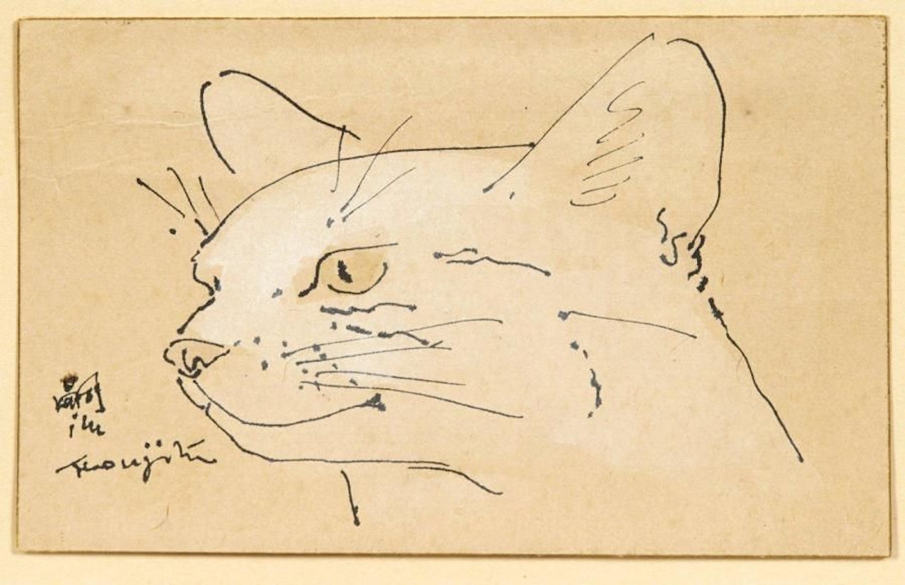 Cat"s head by Leonard Tsuguharu Foujita