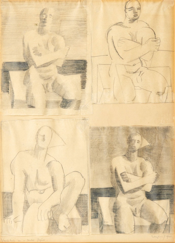 Variations on a seated figure by Keith Vaughan