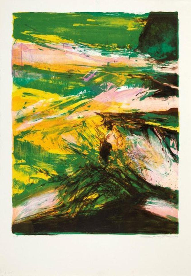 74 - II (green and yellow composition) by Zao Wou-Ki