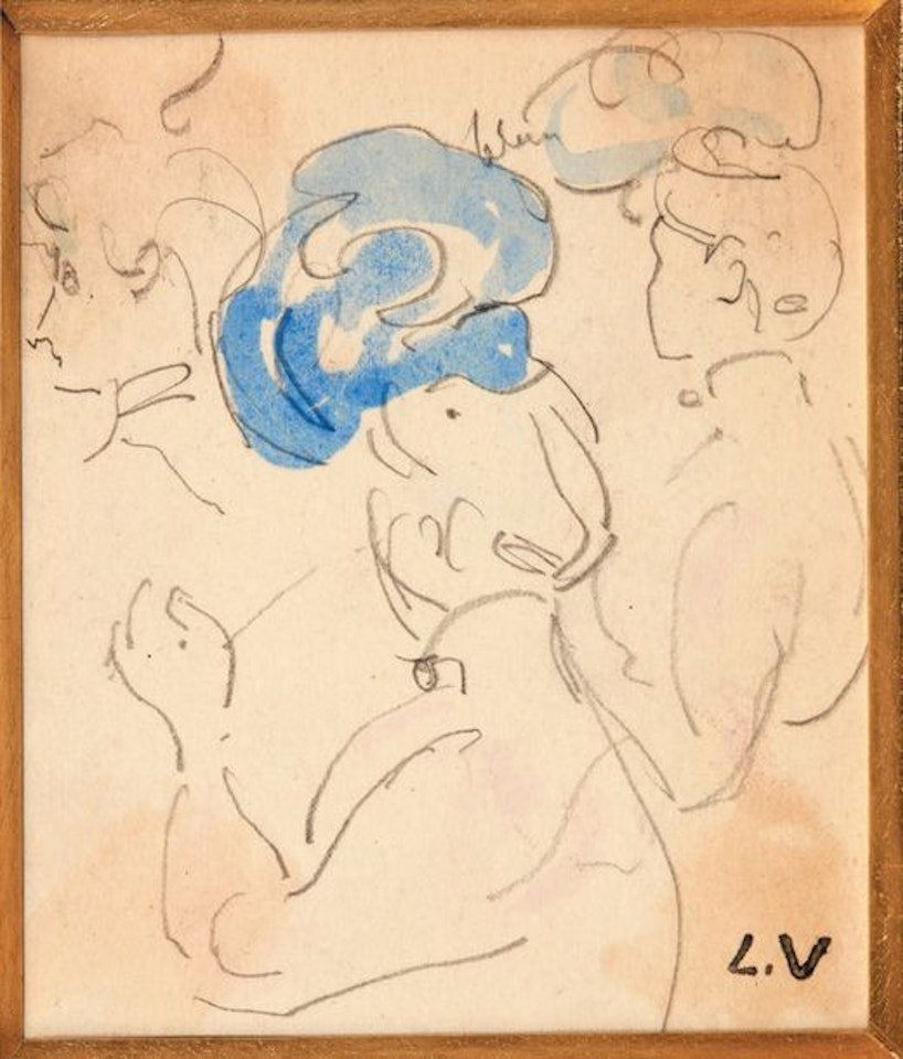 Three heads and blue hat by Louis Valtat
