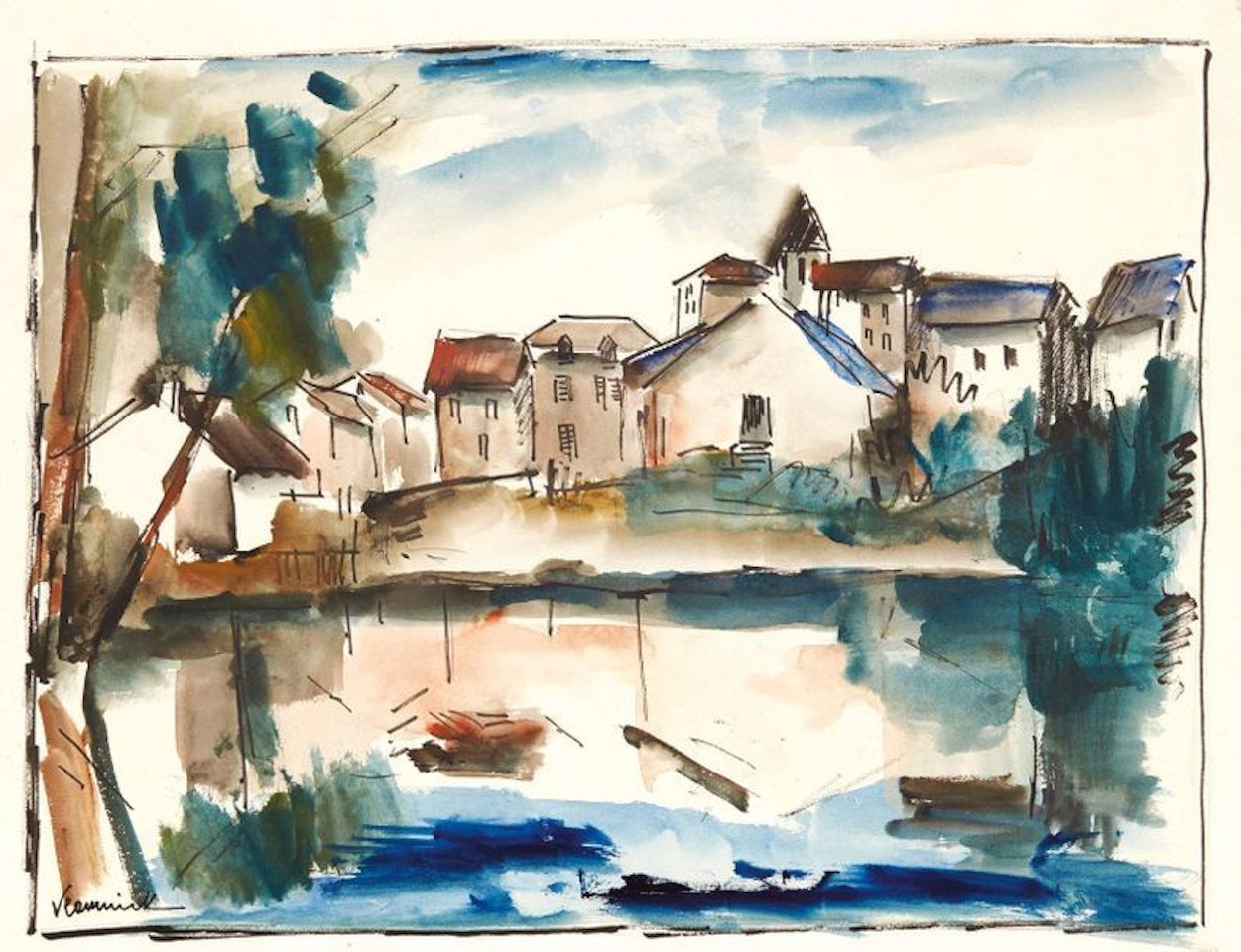 Village by the water by Maurice de Vlaminck