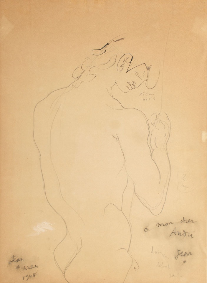 Profile of a naked man by Jean Cocteau