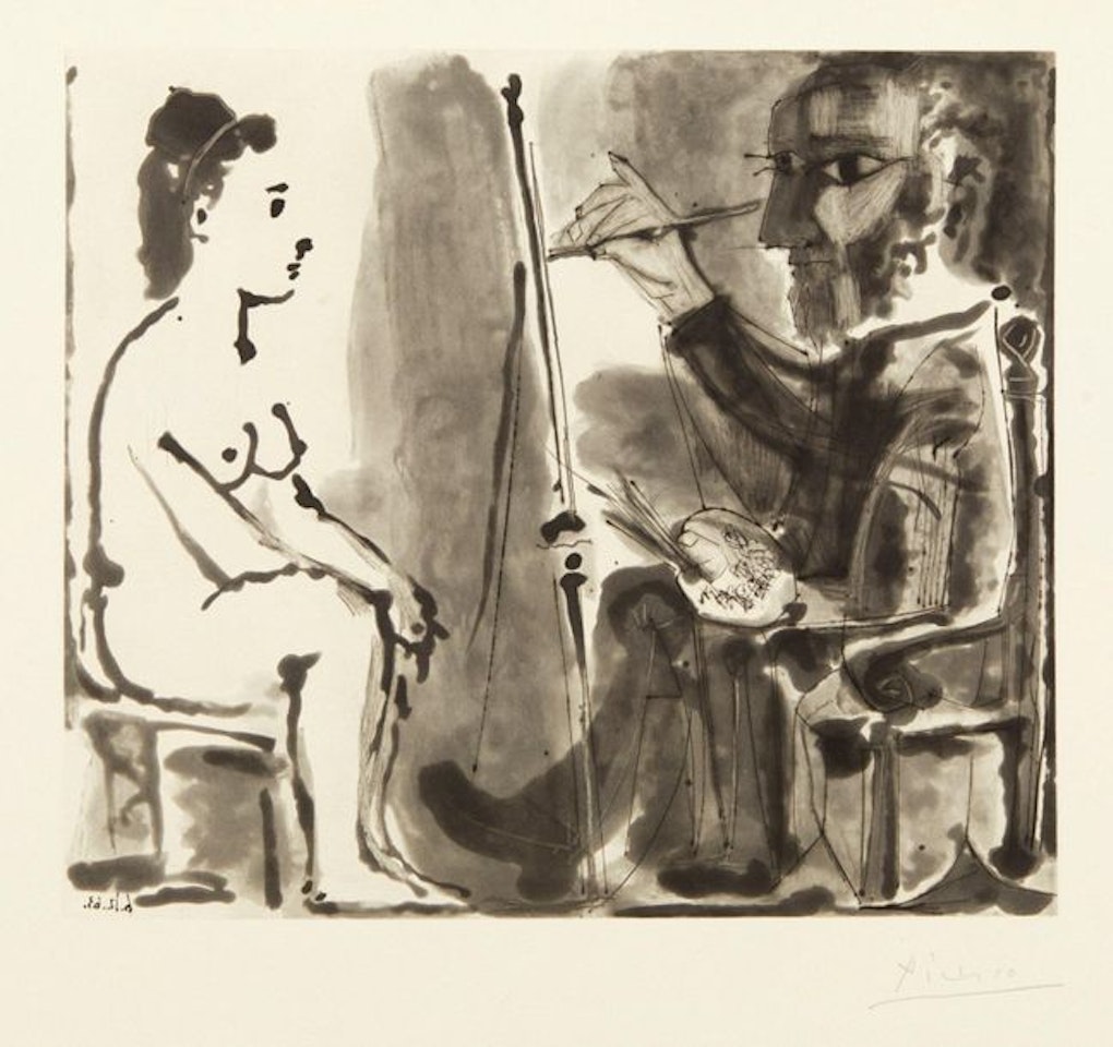 Painter and stool model by Pablo Picasso