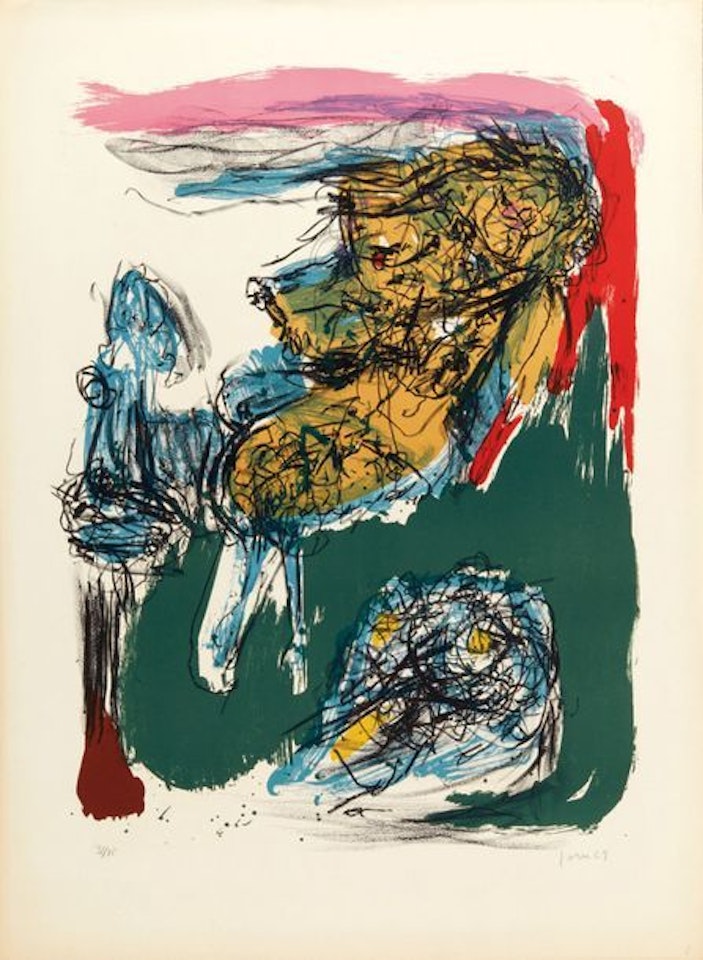 Great move, plate from the suite Intimités graphoglyptiques by Asger Jorn