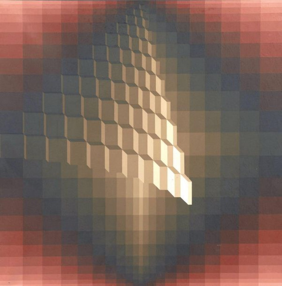 Sepia brown cubic structure by Jean-Pierre Yvaral