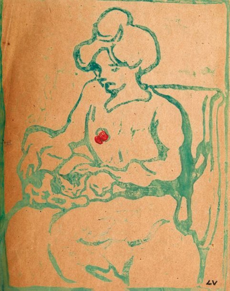 Madame Valtat with cats by Louis Valtat